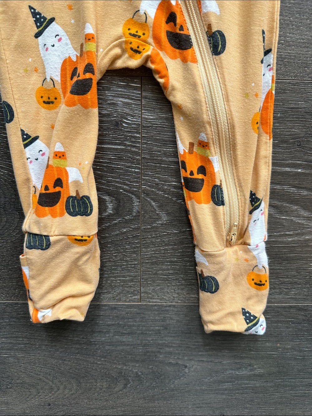 Spearmint LOVE Halloween pumpkin ghost zip up romper - Picture 3 of 5
